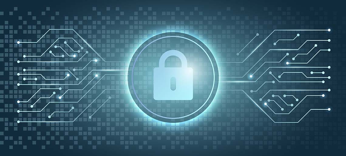 Blue padlock icon computer security system vector