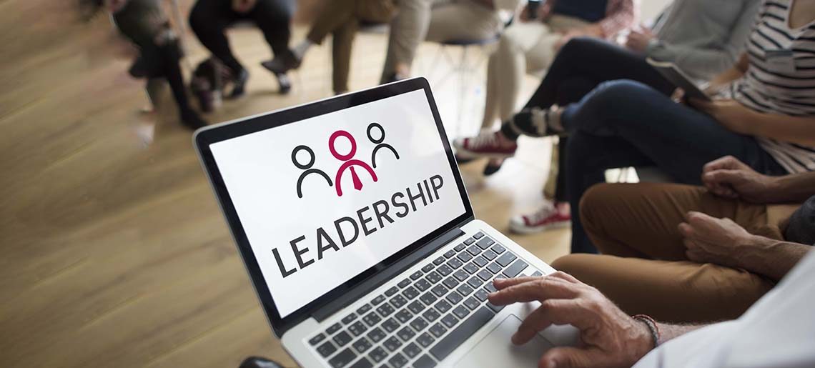 Illustration of leadership business organization on laptop